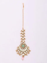 Crescent Kundan Meenakari Blue Green Maang Tikka