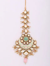 Crescent Kundan Meenakari Blue Green Maang Tikka