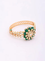 Green and White Polki Floral Beaded Openable Bracelet