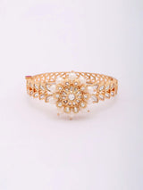 Green and White Polki Floral Beaded Openable Bracelet