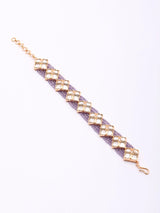 Purple and White Kundan Multi Strand Adjustable Bracelet