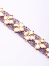 Purple and White Kundan Multi Strand Adjustable Bracelet
