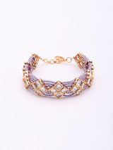 Purple and White Kundan Multi Strand Adjustable Bracelet
