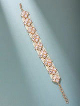 Purple and White Kundan Multi Strand Adjustable Bracelet
