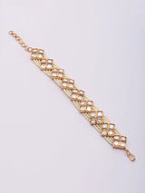 Purple and White Kundan Multi Strand Adjustable Bracelet