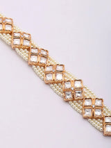 Purple and White Kundan Multi Strand Adjustable Bracelet