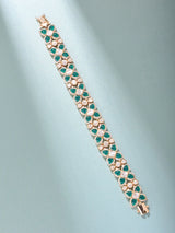 Geometric Kundan Bracelet with Green and Red Stones in Brass