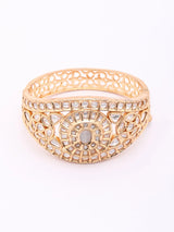 Sunburst Floral Kundan Stone Studded Brass Cuff Bracelet