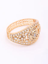 Sunburst Floral Kundan Stone Studded Brass Cuff Bracelet