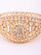 Sunburst Floral Kundan Stone Studded Brass Cuff Bracelet