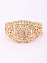 Sunburst Floral Kundan Stone Studded Brass Cuff Bracelet