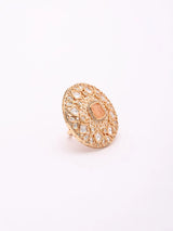 Mandala Kundan Stone Studded Adjustable Ring in Brass