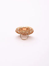 Mandala Kundan Stone Studded Adjustable Ring in Brass
