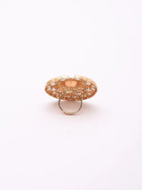 Mandala Kundan Stone Studded Adjustable Ring in Brass