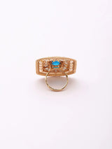 Concentric Square Kundan Studded Brass Adjustable Ring