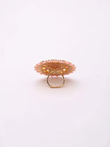 Pink Beaded Halo Polki Brass Statement Ring