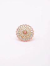 Pink Beaded Halo Polki Brass Statement Ring