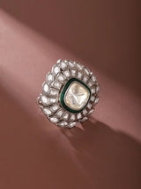 Cushion Cut Halo Polki Brass Adjustable Ring