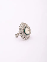 Cushion Cut Halo Polki Brass Adjustable Ring