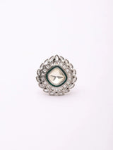 Cushion Cut Halo Polki Brass Adjustable Ring