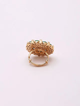 Floral Kundan White Stone Adjustable Brass Ring
