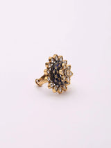 Floral Chakra Kundan Stone Studded Brass Adjustable Ring