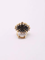 Floral Chakra Kundan Stone Studded Brass Adjustable Ring