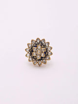 Floral Chakra Kundan Stone Studded Brass Adjustable Ring
