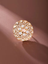 Kundan Stone Studded Adjustable Brass Ring