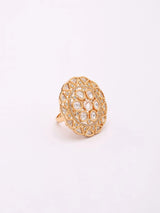 Kundan Stone Studded Adjustable Brass Ring