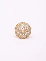 Kundan Stone Studded Adjustable Brass Ring