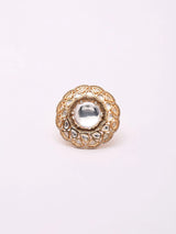 Kundan Stone Studded Adjustable Brass Cocktail Ring