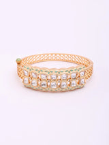 Mint Green Meenakari Kundan Openable Brass Bracelet