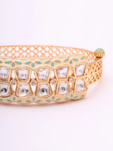Mint Green Meenakari Kundan Openable Brass Bracelet