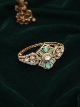 Geometric Stone Studded Openable Brass Cuff Bracelet