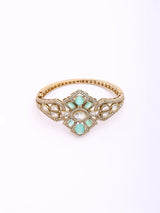 Geometric Stone Studded Openable Brass Cuff Bracelet