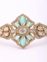 Geometric Stone Studded Openable Brass Cuff Bracelet