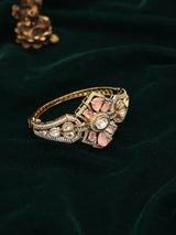 Geometric Stone Studded Openable Brass Cuff Bracelet