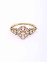 Geometric Stone Studded Openable Brass Cuff Bracelet
