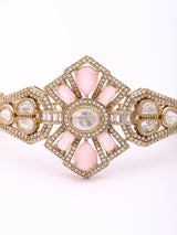 Geometric Stone Studded Openable Brass Cuff Bracelet