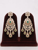 Polki and Green Teardrop Semi Bridal Necklace Set in Brass