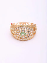 Peach Kundan and Polki Openable Brass Kada Bangle