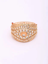 Peach Kundan and Polki Openable Brass Kada Bangle