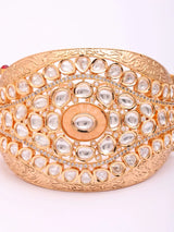 Peach Kundan and Polki Openable Brass Kada Bangle