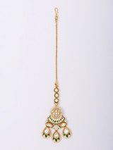 Meenakari Teardrop Brass Stone Studded Maang Tikka