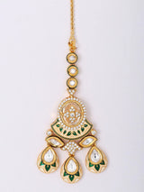 Meenakari Teardrop Brass Stone Studded Maang Tikka