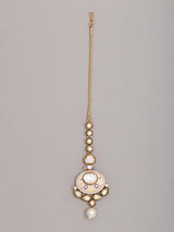 Polki and Meenakari Brass Maang Tikka