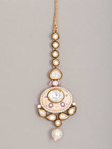 Polki and Meenakari Brass Maang Tikka