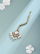 Blue Marquise Kundan Maang Tikka with Bead Drop