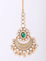 Chaand Polki and Pearl Drop Maang Tikka in Brass
